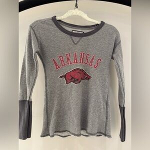 Colosseum Gray and Red Arkansas Long Sleeve Tee